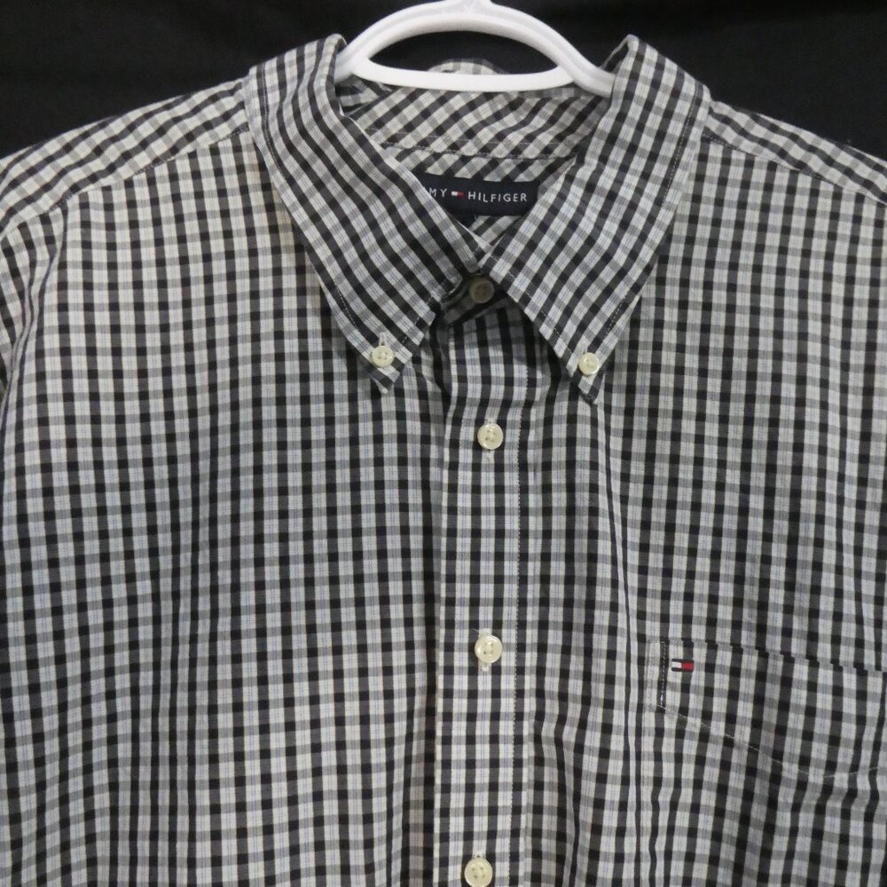 Y2K | TOMMY HILFIGER | XXL | Classic Checkered Button-Up Cotton Shirt | Pocket